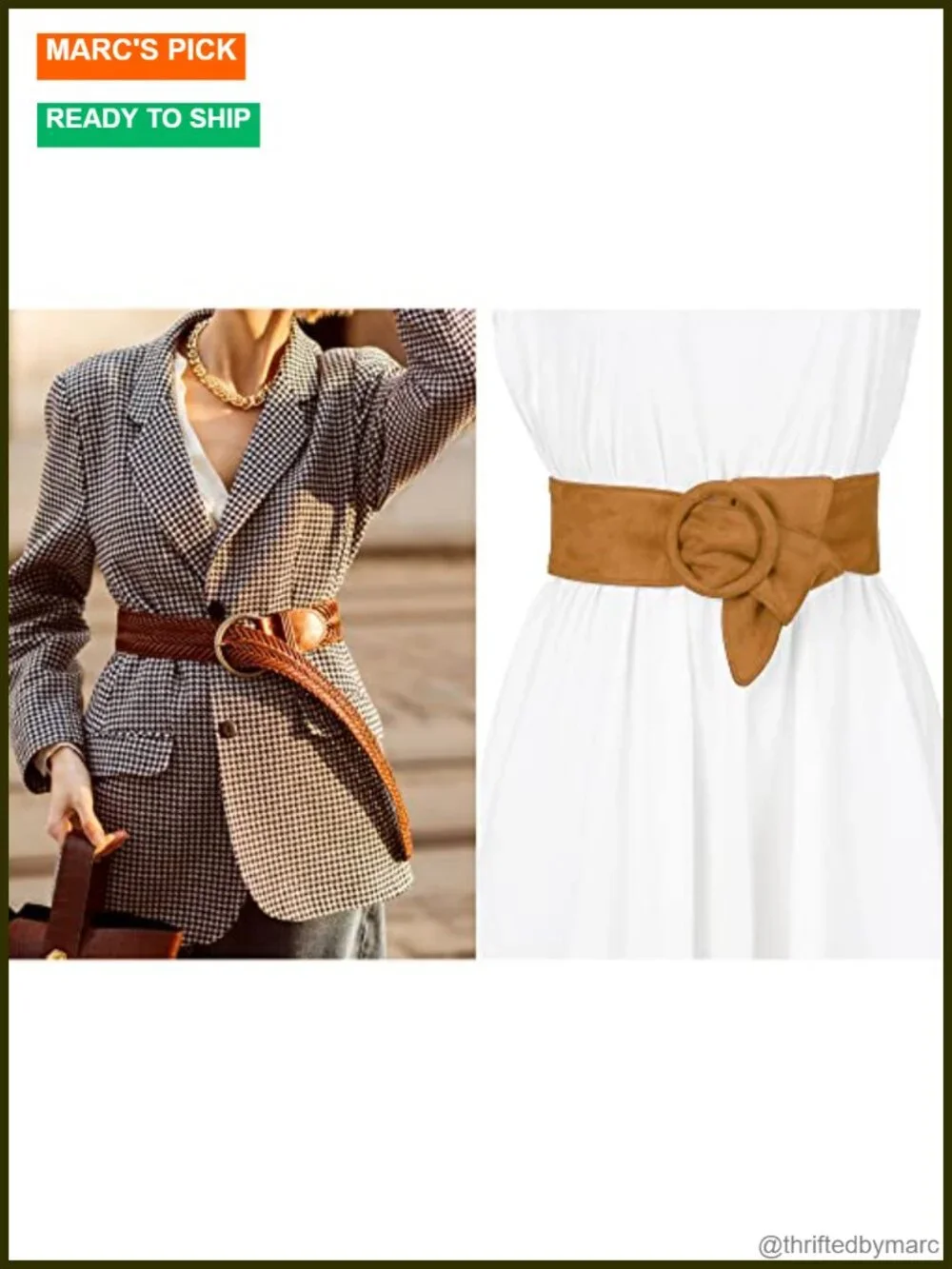 Vintage Round Buckle Obi Wide Waist Belt for Dresses